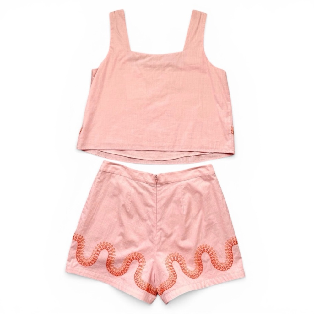 Anna Cate Cotton Embroidered Shorts Set Peach NWT Resort Size Medium - Picture 3 of 13
